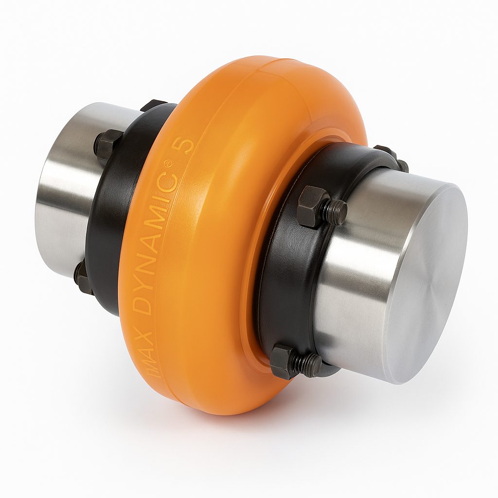 Standard elastomeric coupling for vibration damping and flexible torque transmission